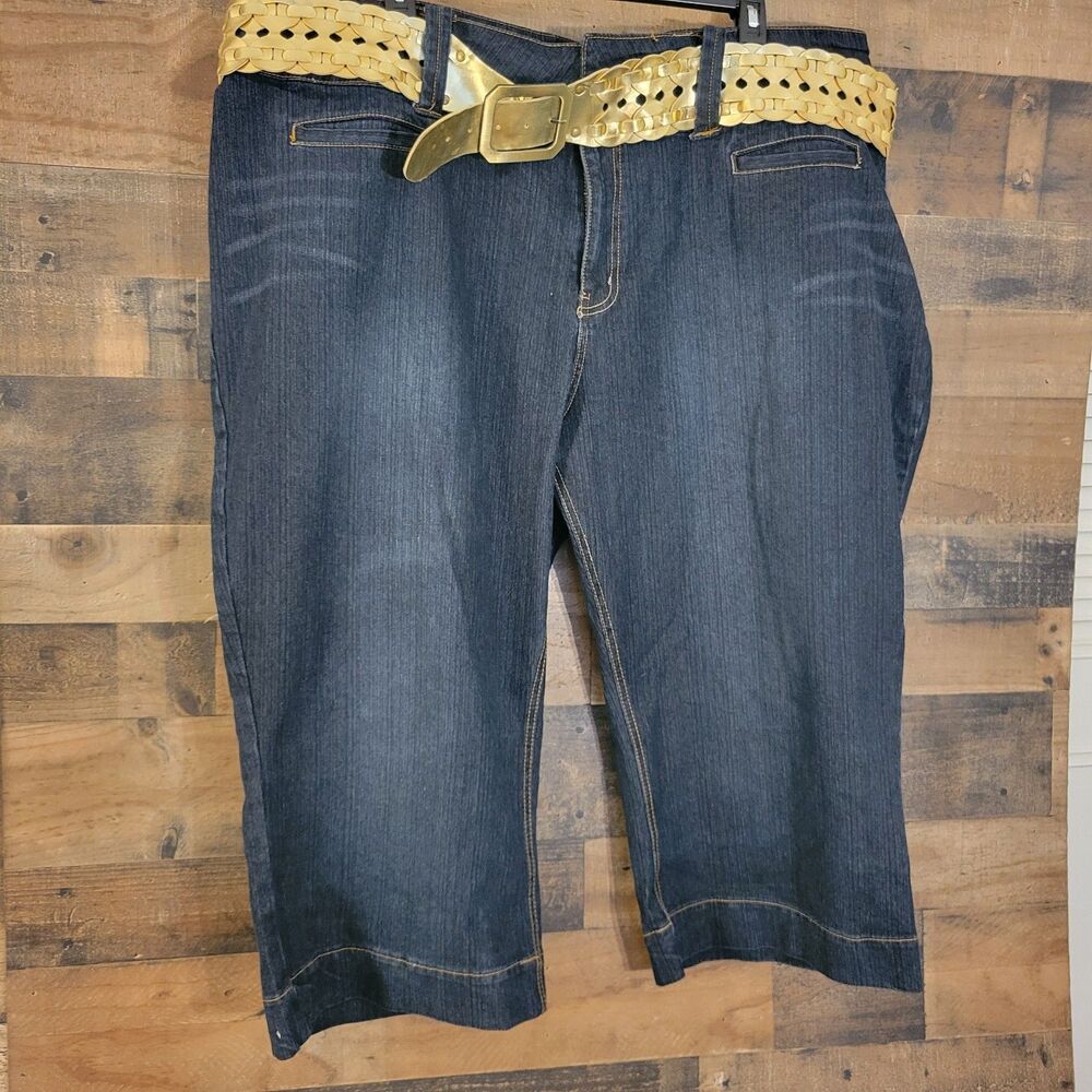 Jaime Nicole Collection Capri Pants Women's Plus Size 32 Dark Denim Jeans New